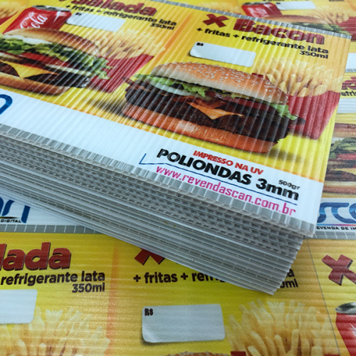 PLACA POLIONDAS 3MM COM ADESIVO EM VINIL FOSCO CORTE SIMPLES