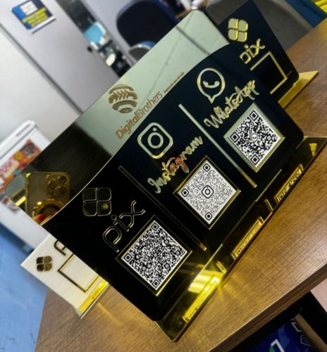 PLACA PIX/WPP/IG ACRÍLICO ESPELHADO 20x30